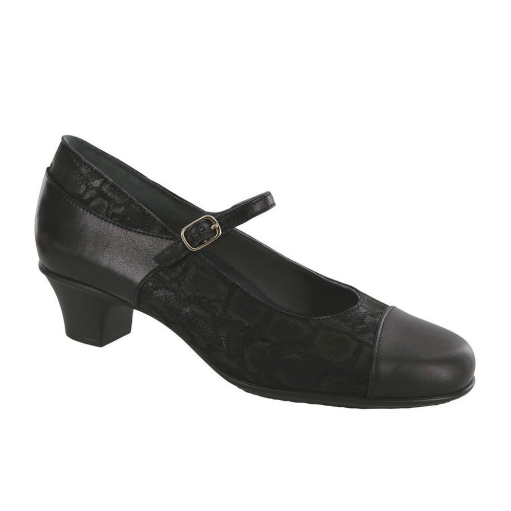 SAS Isabel Mary Jane Kitten Heels Women 10.5 Black Leather Comfort Work Pumps - Picture 3 of 16